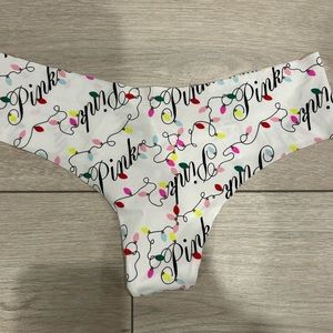 PINK seamless christmas thong